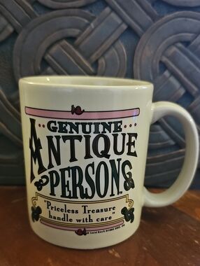 Bundle Me!: Genuine Antique Persons Ceramic Coffee Mug - Ivory with Pink Accents